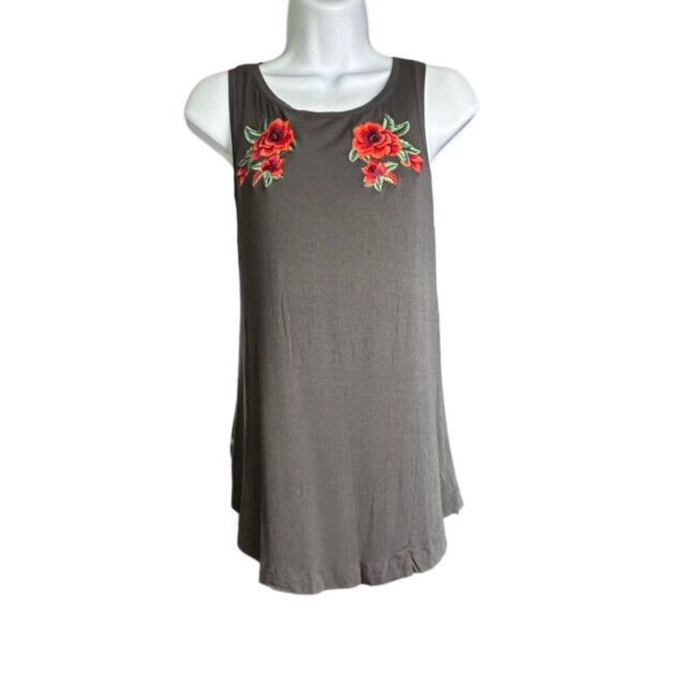 American Eagle AEO Soft & Sexy Tank Top Gray Floral Embroidered Size‎ XS
